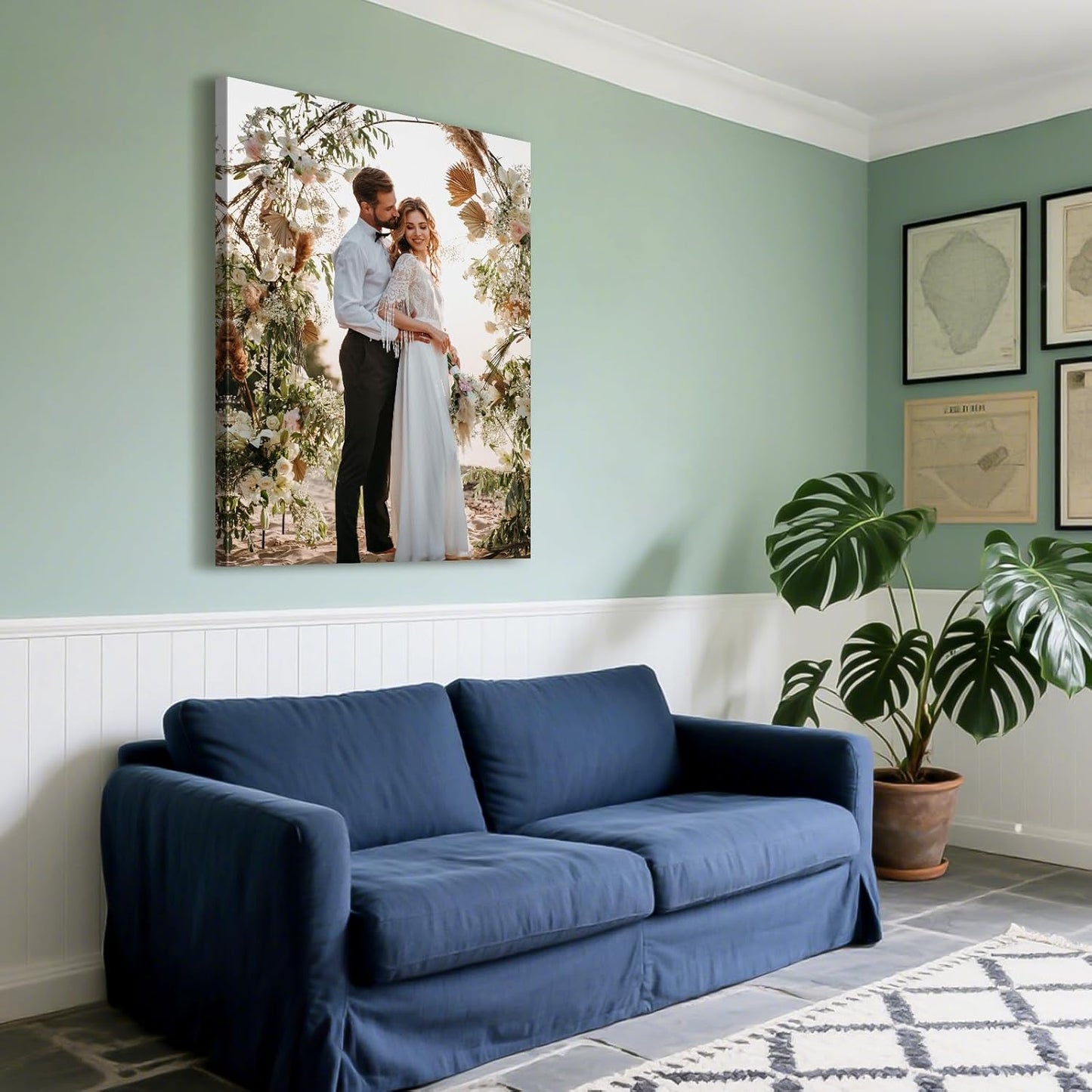 Custom Canvas Prints with Your Photos - Personalized Pictures Print, Customized Photo Gifts, Wall Art Poster Canvas Printing for Wedding, Family, Baby, Pets, Home Office Decor, Wrapped Frame 20x28
