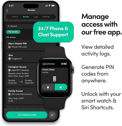 igloohome (New!) Deadbolt Go Smart Lock w/Fingerprint, Digital Keys, Remote PIN Codes, WiFi Bridge (Sold Separately) - Tested to ANSI Standards, Easy to Install (Matte Black)