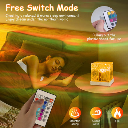 Luminorthe Cube Lamp Ocean, 18 Colors Northern Lights Projector with Remote, 30 Lighting Modes Ocean Wave Projector Light Galaxy Projector, Ambient Lighting Room Decor Water Light for Teen Girls