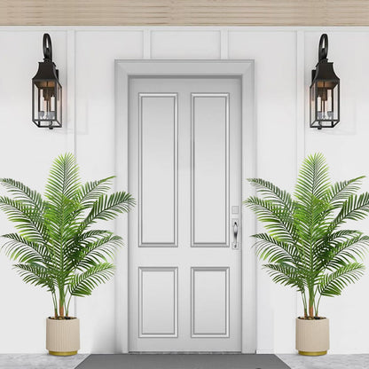Artificial Palm Tree Indoor Plant 5FT Tall Fake Tropical Palm Tree in Pot, Real Bark Design Faux Areca Palm Tree for Home Office Living Room Bedroom Farmhouse Modern Outdoor Topiary Tree (13 Trunks)