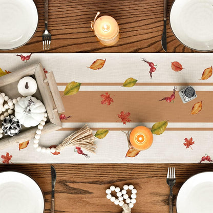 Artoid Mode Thankful Fall Pumpkin Leaves Floral Vases Table Runner, Autumn Thanksgiving Kitchen Dining Table Decoration for Home Party Decor 13x60 Inch
