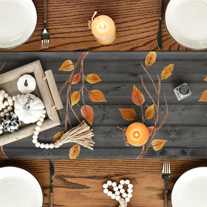 Artoid Mode Gnomes Pumpkins Sunflower Leaves Fall Table Runner, Seasonal Autumn Kitchen Dining Table Decoration for Home Party Decor 13x60 Inch