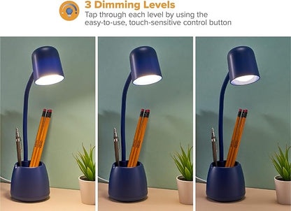 Bostitch Office LED2105-NVY Dimmable Lamp with Storage Cup, Three Brightness Levels, Touch Sensitive Dimmer, Energy-Efficient, Blue