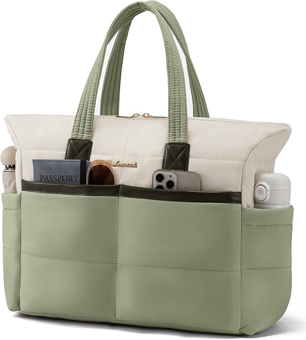 LOVEVOOK Tote Bag for Women,Light Puffer Tote Bag with Multi-pockets,Stylish Carry on Laptop Bags for Daily,Travel,Work,Gym | with Multi-pockets, Stylish, Carry on, for Daily, Travel, Work