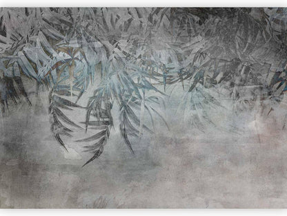 artgeist Wall Mural Leaves 118x83 in - XXL Non-Woven Wallpaper Fleece Wall Decor Photo Print Picture Image Design Palm Leaves Concrete Nature Grey b-C-10103-a-a