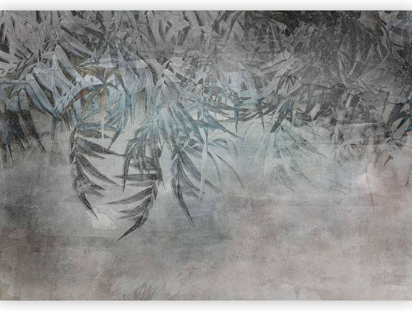 artgeist Premium Wall Mural Leaves 197x138 in - Non-Woven Wallpaper Fleece Wall Decor Photo Print Picture Image Design Palm Leaves Concrete Nature Grey b-C-10103-a-a