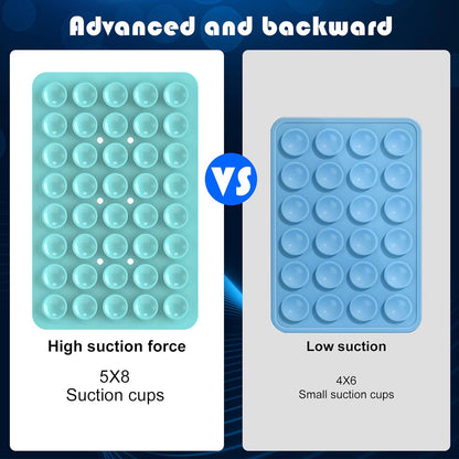 2PACK Silicone Double Sided Suction Phone Case Mount, Detachable Hands Free & Strong Grip Holder for Selfies & Videos, Compatible iPhone Android (Sky Blue, 2Pack 40 Suction Cups)