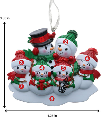 2025 Family Christmas Ornament – Personalized Ornament for Families – Custom Snowman Family Ornament – Holiday Tree Decoration Keepsake Gift (Family of 6)