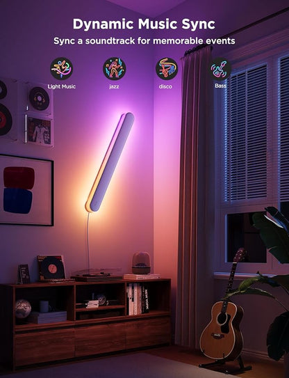 Govee Wall Sconce, Smart RGBIC Wall Lights, Works with Matter & Alexa, Music Sync, Wall Mount Light Plug in, Color Changing, Modern Room Light for Living Room Bedroom Gaming Room Hallway, 1 Pack
