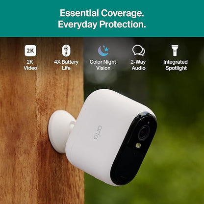 Arlo Essential XL Security Camera 2K (3rd Gen, 2025 Release) - Wireless Outdoor Camera, 4X Longer Battery, Person Recognition, Package Detection, Animated Preview, 1-Mo. Trial of Secure Plan, 1 Cam
