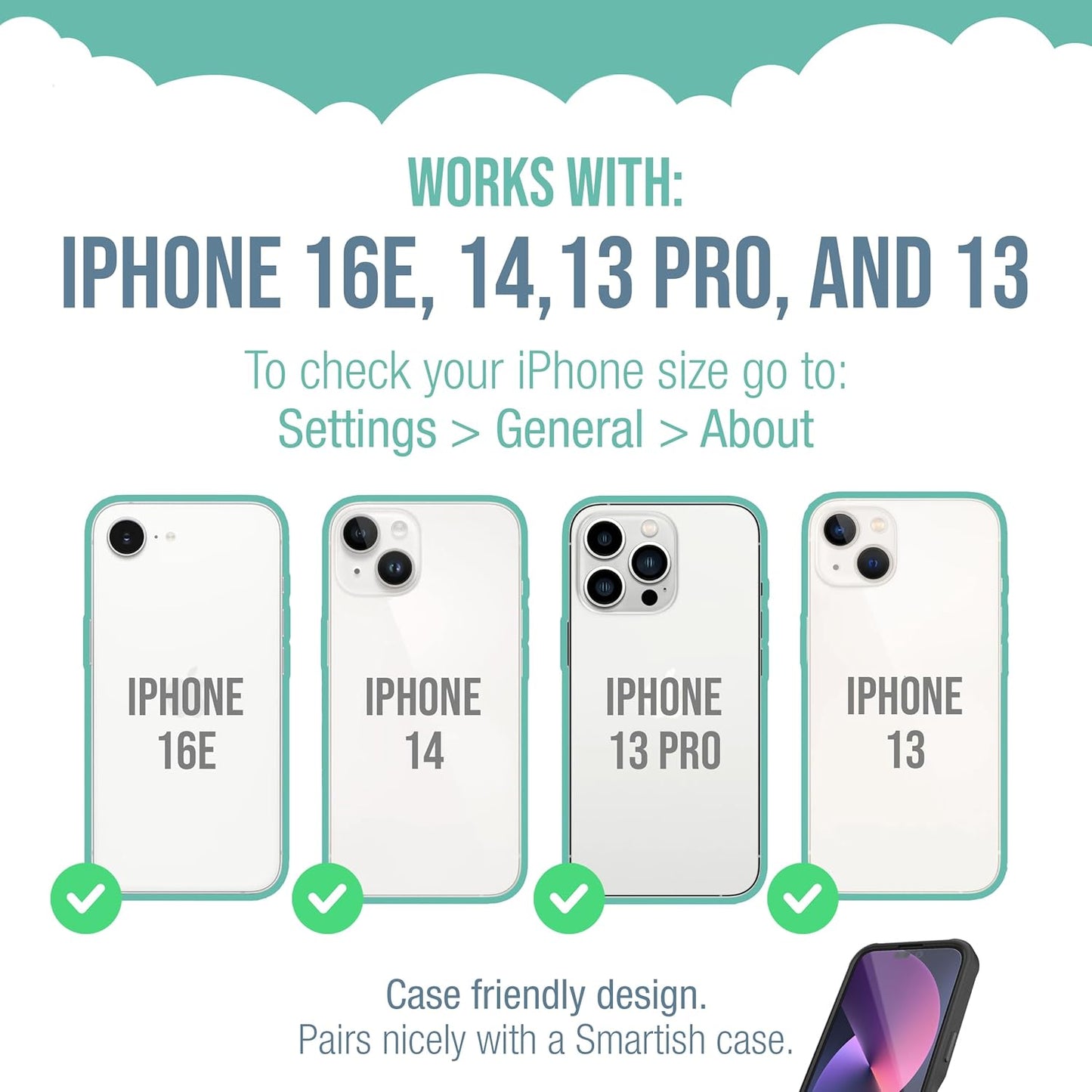 Smartish® iPhone 16e Screen Protectors - Tuff Sheet - 2-Pack Tempered Glass Easy Install Frame [Scratch Resistant] Case-Friendly For Apple iPhone 16e / 14/13 / 13 Pro - Clear 2-Pack