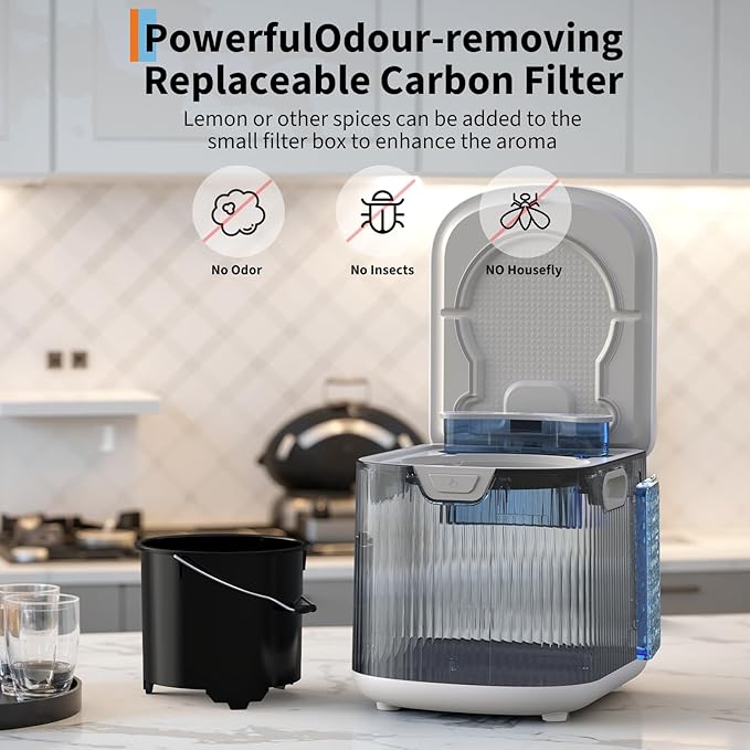 2.5 L Electric Composter Countertop, 3 Modes Kitchen Smart Compost Bin with Auto Cleaning, LED Display, Turns Kitchen Waste into Dry Manure, Low Noise Food Waste Compost Machine