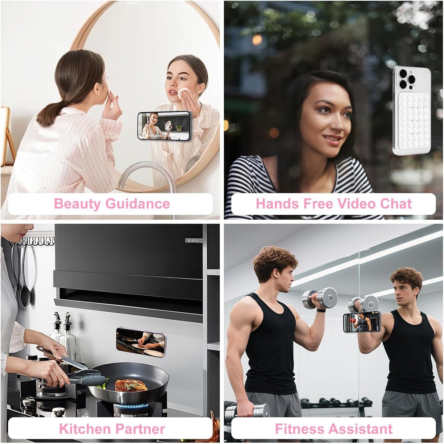1 Pack Silicone Suction Cup Phone Case Mount Double Sided, Phone Accessories Hands-Free Strong Grip Holder for Selfies and Videos, Silicon Phone Stand Sticky for iPhone and Android Sky Blue