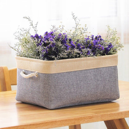 TheWarmHome Storage Basket - 15.7L×11.8W×8.3H 1 Pack Large Baskets for Organizing Shelves, Storage Bins for Clothes Book Shelf Home Fabric Storage Cubes (Gold and Grey)