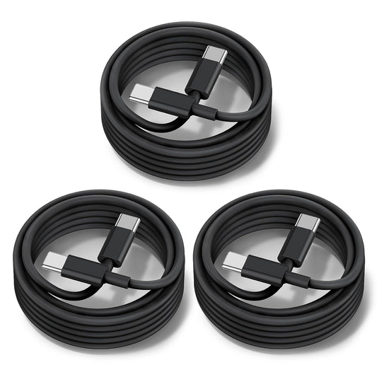 60W USB C to C Cable [3Pack] iPhone 15 Fast Charging Cable,10ft Long USB-C to USBC Power Cord for iPhone 16/15 Pro Plus Pro Max, MacBook Pro Air/IPad/iPad Pro 12.9/11,AirPods 4(Black)
