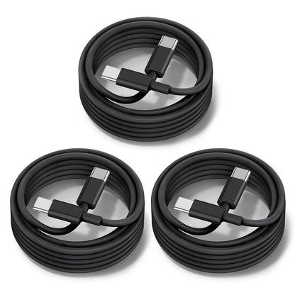 60W USB C to C Cable [3Pack] iPhone 15 Fast Charging Cable,6ft Long USB-C to USBC Power Cord for iPhone 16/15 Pro Plus Pro Max, MacBook Pro Air/IPad/iPad Pro 12.9/11,AirPods 4(Black)