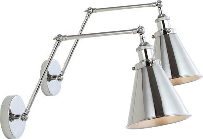 JONATHAN Y JYL7460A-SET2 Rover 7" Farmhouse Industrial Adjustable Arm Metal LED Wall Sconce Rustic Bohemian 2700K LED 4W Bulb for Entryway Lobby Kitchen Bathroom Bedroom Hallway, Chrome (Set of 2)
