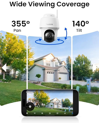 REOLINK 5MP Solar Security Cameras Wireless Outdoor, 360° Pan Tilt Auto-Tracking, Smart AI Detection, Up to 1TB Local Storage, 2.4/5GHz Dual-Band WiFi, Home Hub Mini with 4X Argus PT + Solar Panel