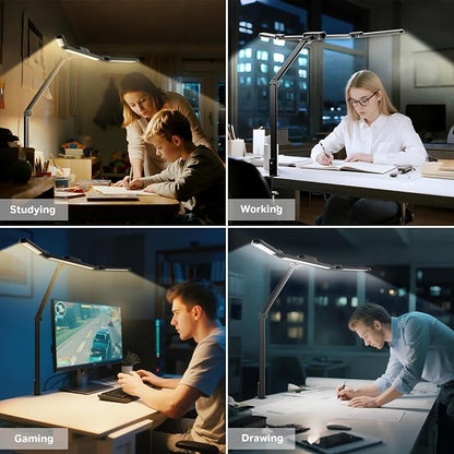 Honeywell Wide Desk Lamp with Clamp for Dual Monitors,22W Full-Spectrum Eye-Caring LED Light Bar for Home Office, 3-Section Adjustable Design with Stepless Dimming