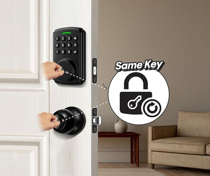 Front Door Lock Set | One Key for Two Lock | Keyless Entry Door Lock Deadbolt with Handle Set | Knob Handle