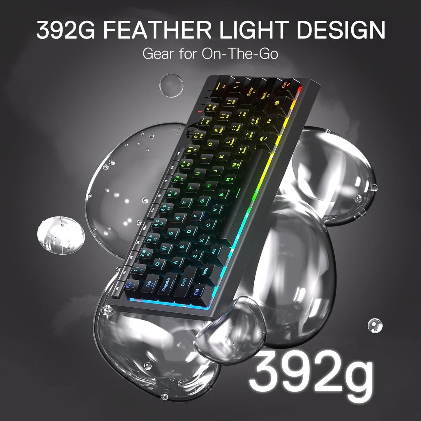 Redragon K522 60% Wired RGB Membrane Gaming Keyboard, Compact 61 Keys Linear Mechanical-Feel Switch Keyboard w/ 4 Extra On-Board Macro Keys & Media Control Keys