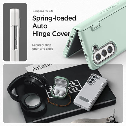 VRS DESIGN Phone Case for Galaxy Z Fold 5 5G (2023) [Terra Guard Modern], Premium Modern Neat Style Case [Anti Scratch Spring-Loaded Hinge Protection] with Screen Protector (Marine Green/Renewed)