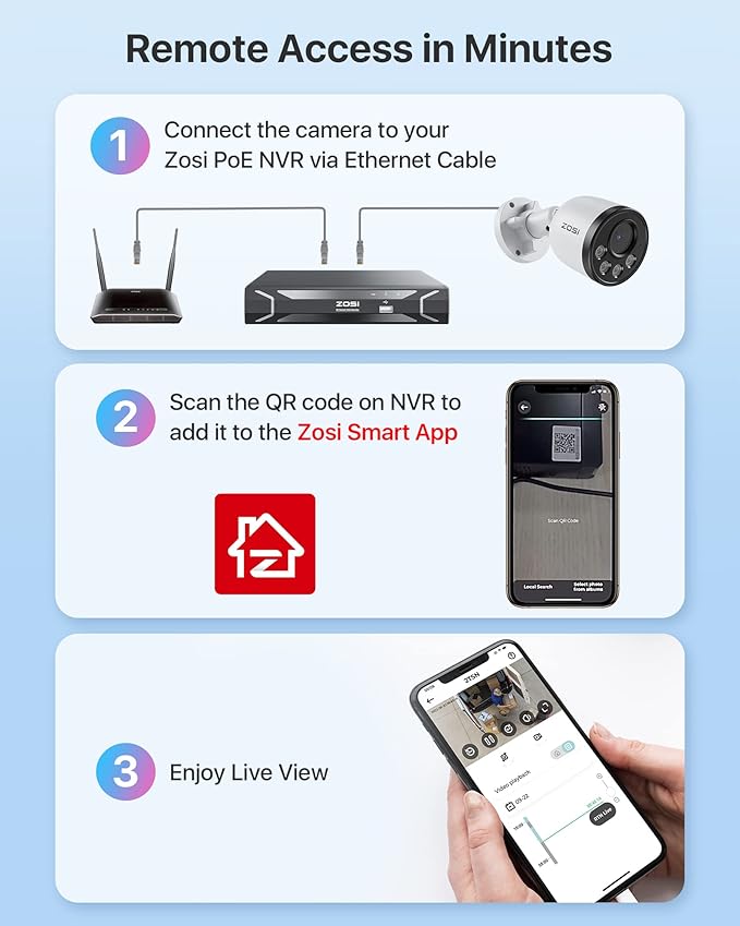 ZOSI 2PK 4MP Add-on Camera with Ethernet Cables,Outdoor PoE Security Camera with Audio,Night Vision,Smart Human Detection,IP66 Weatherproof,Remote Access,Only Work PoE NVR System