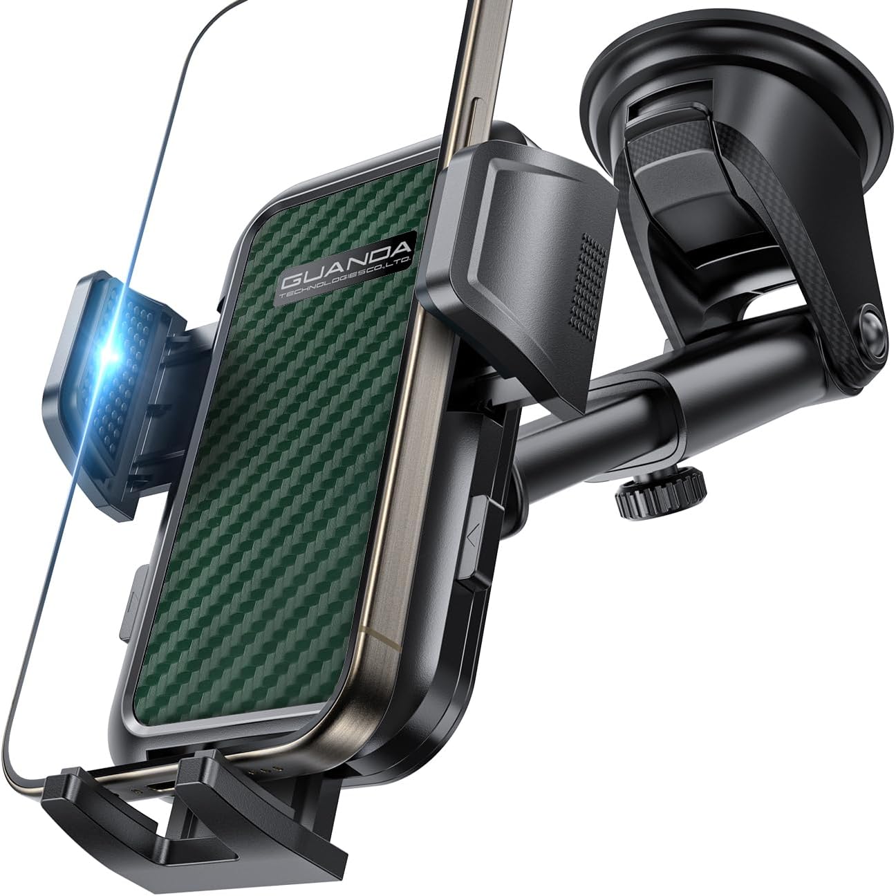 [2025 New] Dashboard Phone Holders for Your Car [Military Grade Stable] Phone Holders for Your Car, Non-Slip Silicone Carbon Fiber Car Phone Mount, Rotatable Suction Cup for All Phone, Green