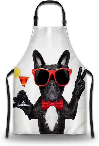 Garden Apron for Men French Bulldog Dog Funny Aprons for Women for Kitchen Cooking Restaurant BBQ Painting Crafting Gardening 27” (W) x 31” (H), Waterproof Apron