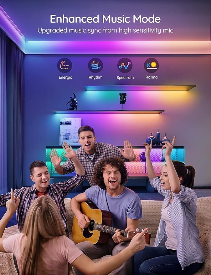 Govee 65.6 feet RGBIC LED Strip Lights for Bedroom, Smart Strip Lights Alexa Compatible, Color Changing LED Lights, Home Decor, 2 Rolls of 32.8 feet