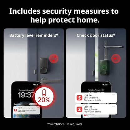 SwitchBot WiFi Smart Lock Pro + Hub Mini Matter, Keyless Entry Smart Deadbolt Retrofit for Existing Deadbolt, Install in Minutes, Matter Siri HomeKit/Apple Watch, Alexa Google IFTTT