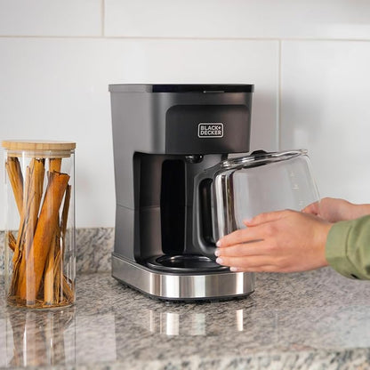 BLACK+DECKER CAFÉCRAFT 12-Cup Coffee Maker, One-Switch Drip Coffeemaker with Vortex Showerhead Technology, Sneak-A-Cup, Keep Warm Function, Stainless Steel
