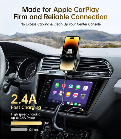 iPhone Charger Cable for Car, 2 Pack 5FT [Apple MFi Certified] Coiled Lightning Cable iPhone Charger Cord Compatible with iPhone 14/13/12/11 Pro Max/XS MAX/XR/XS/8/iPad/iPod/CarPlay-Gold