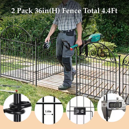 Garden Fencing 36 Inch High, 2 Panels Total 4.4 Ft(L) Dog Fences Outdoor for Yard, Dog Digging Fencing, Reusable Defense Fence for Yard│Patented