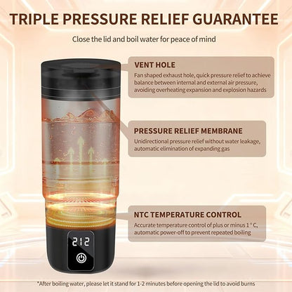 Travel Electric Kettle, Balabulala Portable Water Boiler with 6 Variable Presets,Small Electric Kettle with Keep Warm Temperature Controls & Boil Dry Protection, 17oz,Black