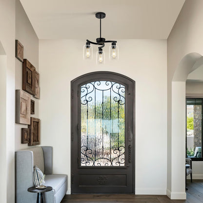 3 Light Modern Dining Chandeliers Over Table，Black Light Fixture for Dining Room，Farmhouse Chandelier with Glass Shade，Industrial Pendant Lighting for Kitchen Island，Foyer,Hallway, Bedroom