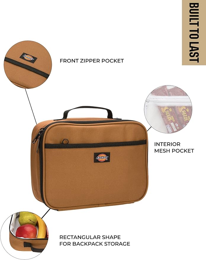 Dickies Kids Insulated Lunch Bag for School, Thermal Reusable Lunch Box for Kids, Boys, Girls - 8 Years Old and Up (Brown Duck)