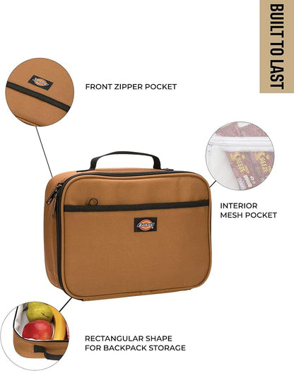 Dickies Kids Insulated Lunch Bag for School, Thermal Reusable Lunch Box for Kids, Boys, Girls - 8 Years Old and Up (Brown Duck)