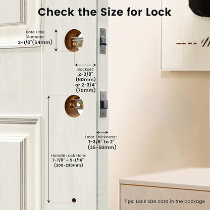 Smart Door Lock with Handle, Keyless Entry Door Lock Deadbolt Handle Set, Built-in WiFi Deadbolt Smart Lock for Front, Fingerprint, Keypad Code, App Control, Voice Control