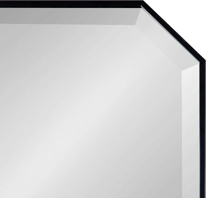 Kate and Laurel Rhodes Modern Full Length Octagon Wall Mirror, 16 x 48, Black, Decorative Glam Geometric Wall Accent