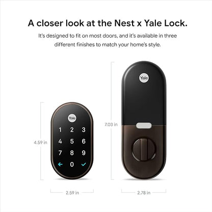 Google Nest x Yale Lock - Tamper-Proof Smart Lock for Keyless Entry - Keypad Deadbolt Lock for Front Door - Oil Rubbed Bronze