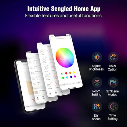 Sengled Smart Zigbee Multicolor Light Strip, 2M (6.56ft) Base Kit, Hub Required, Also Compatible with Alexa & Google Assistant, RGBW, Extendable, High Brightness, 1400Lumens (E1G-G8E)