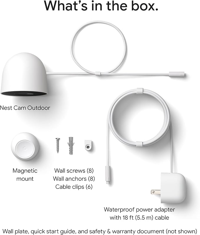 Google Nest Cam Outdoor (Wired, 2nd Gen) - Security Camera with 2K Video and Gemini, Night Vision, 2-Way Audio - Works with Google Home - 2025 Model - Snow