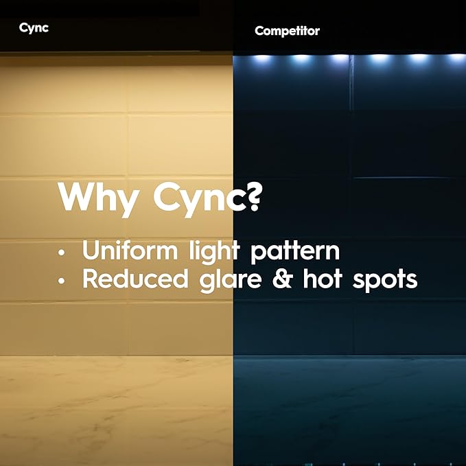 Cync GE Reveal HD+ Smart LED Undercabinet Bar Light, 24in, Color Changing & Tunable White 2000K to 7000K, Wi-Fi, Works with Alexa & Google Home, Plug-in or Direct Wire, No Hub Required