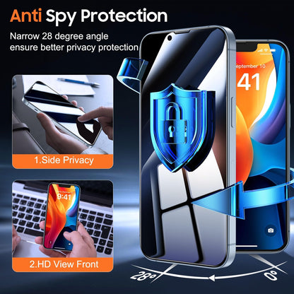 UniqueMe for iPhone 13/13 Pro / 14 Privacy Screen Protector - [Military Grade Shatterproof & 9H+ Hardness] Screen Protector 14 Tempered Glass Full Coverage Protection, Easy to install, 2 Packs