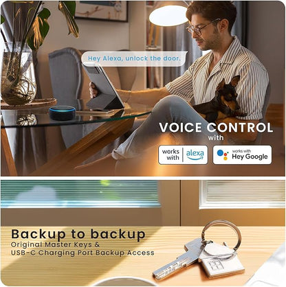 Lockly Secure Pro (Latest Version), Smart Lock with Built-in Wi-Fi, New-Gen Fingerprint Door Lock, Keyless Entry Deadbolt, PIN Genie Keypad, Auto Lock, App Remote Control, Easy Installation