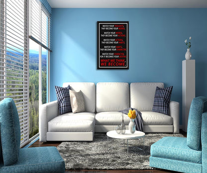 Motivational Canvas Wall Art Inspirational Poster for Office Watch Your Thoughts Inspiring Canvas Prints Artwork for Home Wall Decor Modern Painting Stretched and Framed Ready to Hang [24''Wx 36''H]