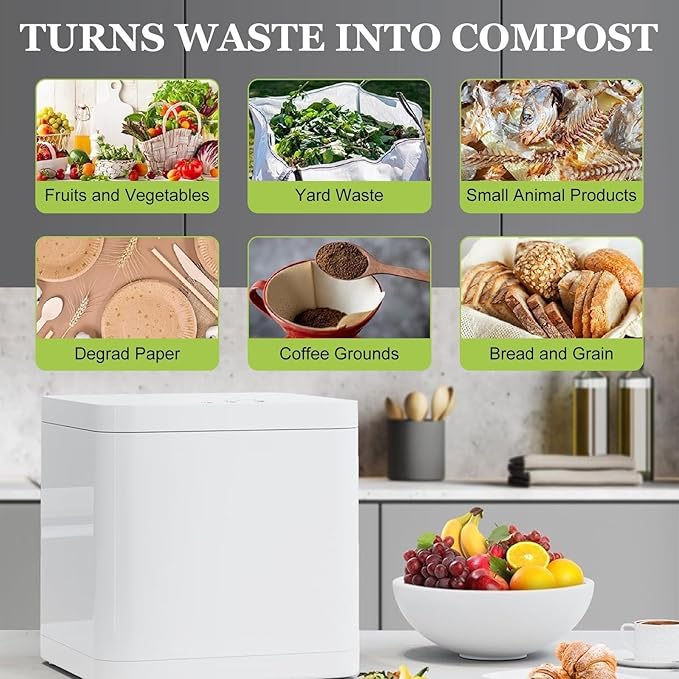 Electric Composter for Kitchen, 3.3L Smart Countertop Compost Bin, Odorless Low Noise, Indoor Food Recycler Compost Machine(220V)
