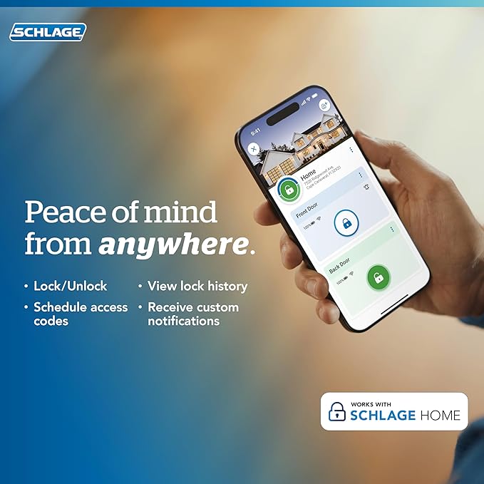 Schlage Encode Smart WiFi Deadbolt Lock for Front Door - Keyless Entry with App or Touchscreen - Works with Alexa, Hey Google, & Airbnb - Create Codes for Guests - Matte Black