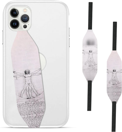 Customizable Universal Phone Grip Strap | Reversible Phone Hand Strap for Phone Cases as Phone Loop Holder| Secure handling by Comfortable Phone Strap - Vitruvian Man